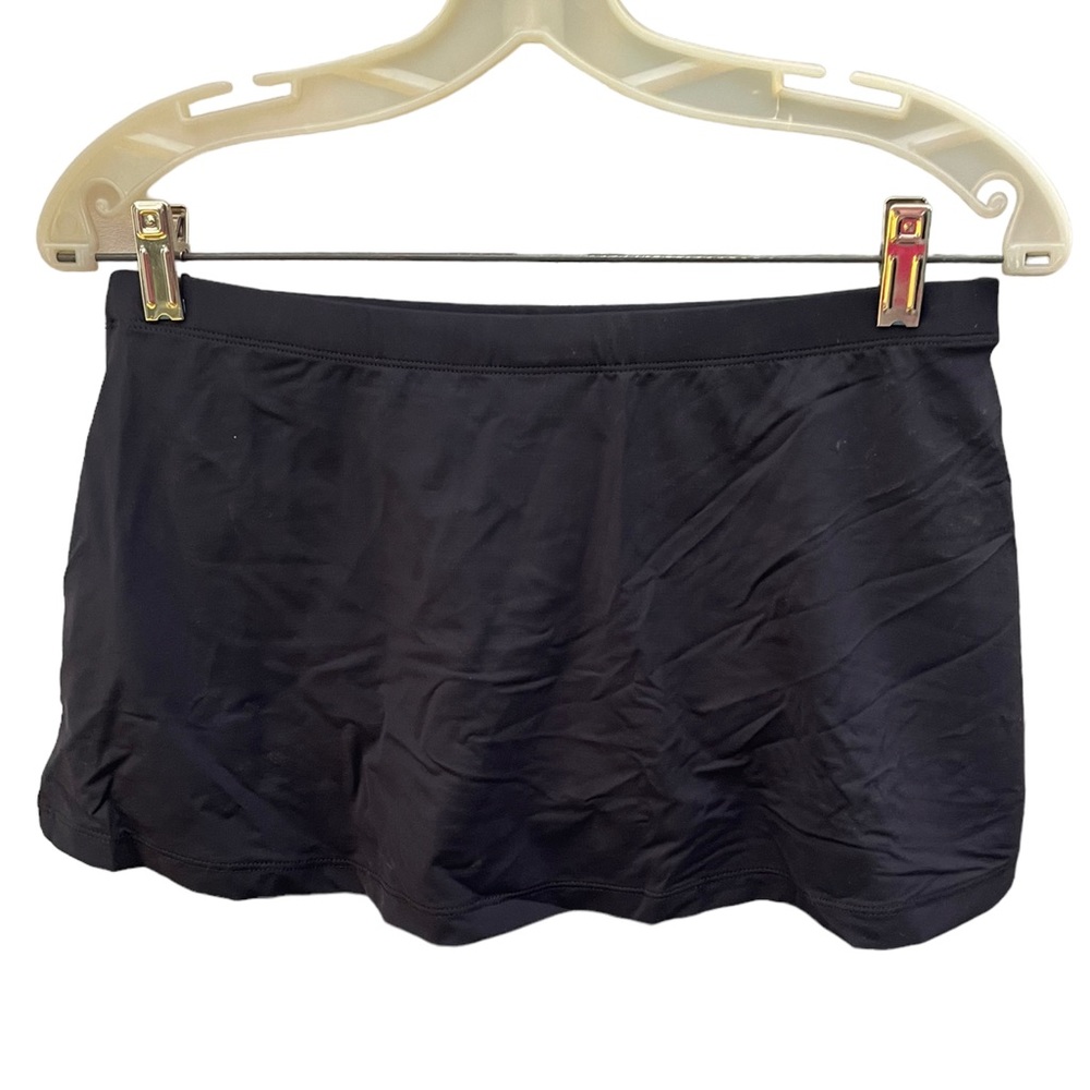 JAG Belted Skirted Swim Bottom Black With Floral Attached Tie Belt Size Small - Picture 5 of 8
